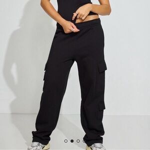 Garage Black Wide-Leg Cargo Sweatpants